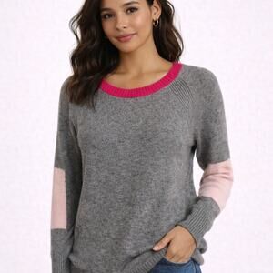 by Anthropologie Rebekah Color Block Sweater – Gray & Pink – Size Small Cozy